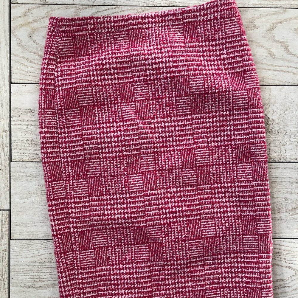 NWT Size 0 J Crew Pink Tweed Pencil Skirt